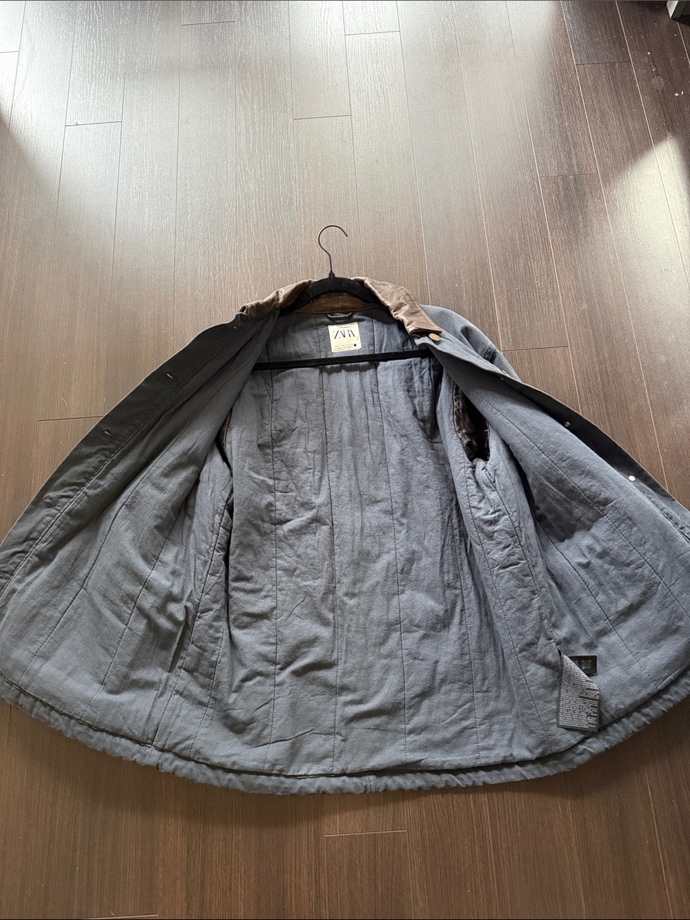 Zara Gray Field Jacket with Brown Contrast Collar - Picture 3 of 3